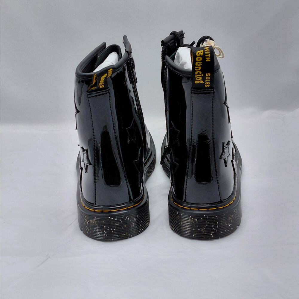 Dr Martens 1460 Girls Size 6 Youth Black Patent Glitter Star Combat Boots School - Picture 6 of 13